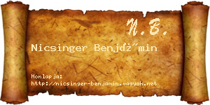Nicsinger Benjámin névjegykártya