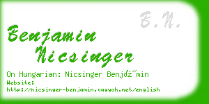 benjamin nicsinger business card